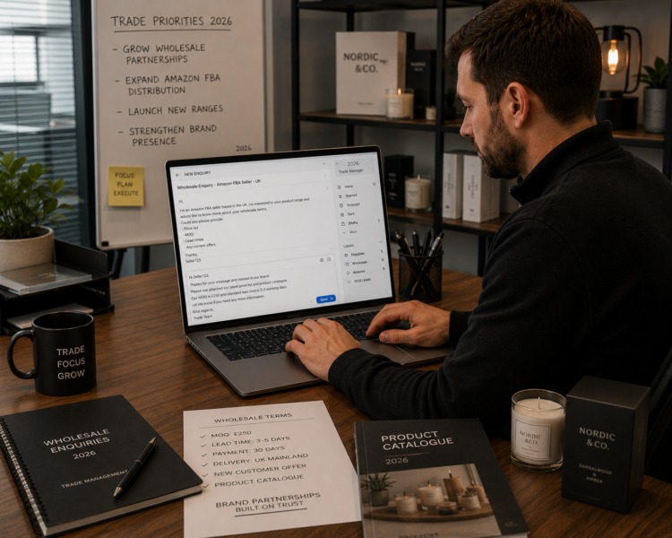UK brand receiving wholesale trade applications from Amazon FBA sellers after Brandhunterz listing 2026