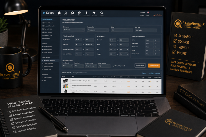 Keepa product finder wholesale FBA research tool settings 12 month data 2026