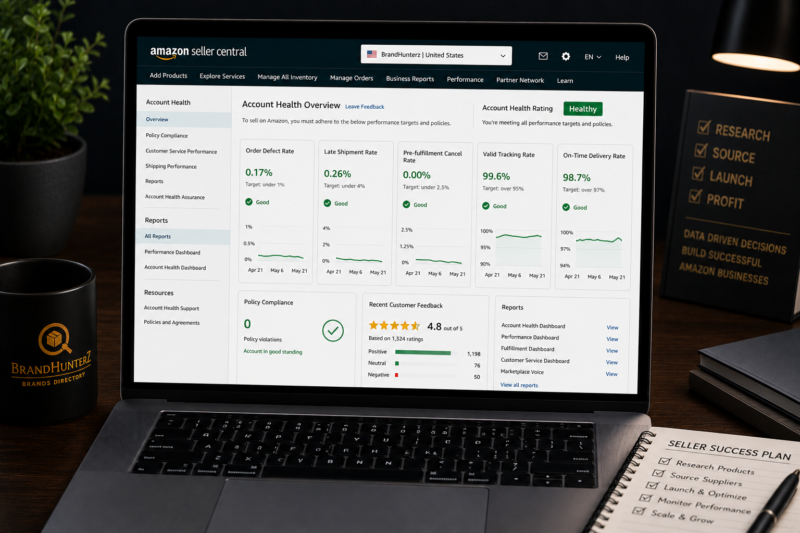 Amazon Seller Central account health reports advertising dashboard beginner walkthrough 2026