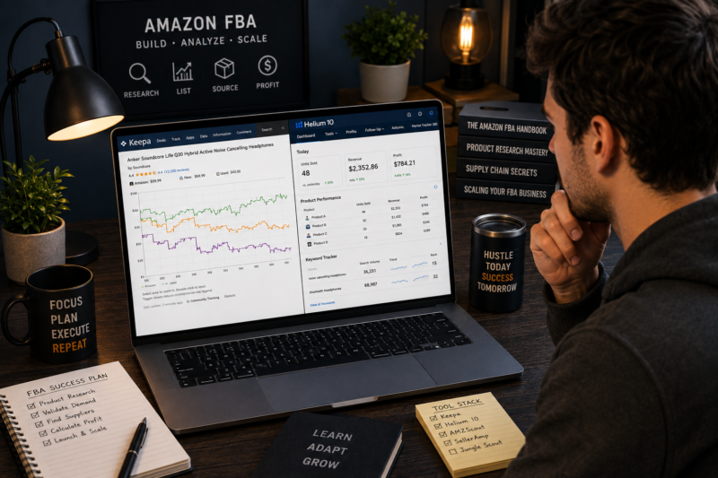 Amazon FBA tool stack beginner Keepa Helium 10 AMZScout Zik Analytics 2026