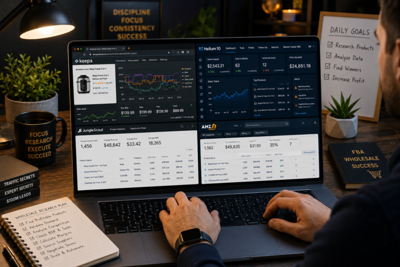 Best Product Research Tools Amazon FBA 2026 Keepa Helium 10 AMZScout Wholesale Guide