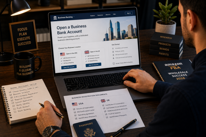 How to Set Up Business Banking Amazon FBA Wholesale Business USA UK Guide 2026