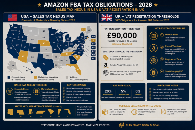 Amazon FBA sales tax nexus USA states marketplace facilitator VAT UK Corporation Tax 2026