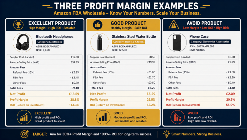 Amazon FBA Profit Margin Calculator Wholesale Products ROI Examples