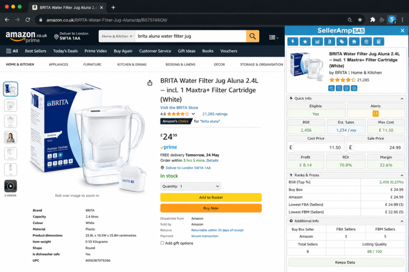 Seller Amp Data Panel Amazon FBA Wholesale Research Chrome Extension