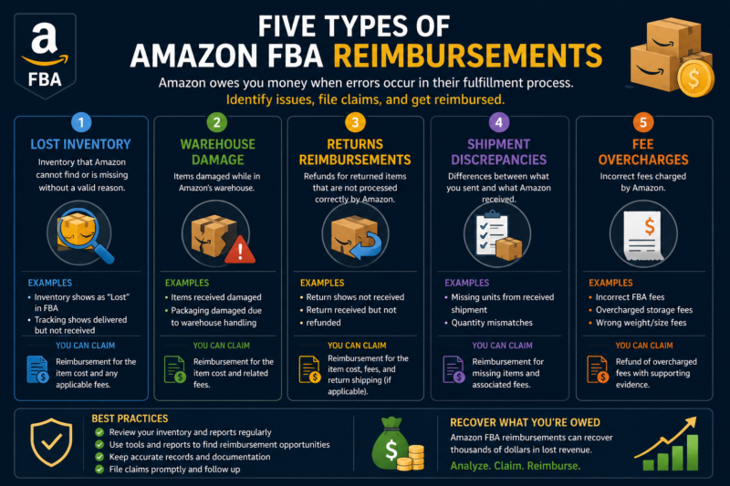 Amazon FBA Reimbursement Types Lost Inventory Warehouse Damaged Returns Not Received