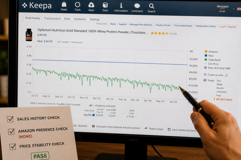 Amazon FBA Seller Checking Keepa Graph Sales Rank History Product Research Wholesale